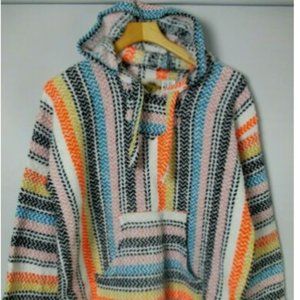 Earth Ragz Jacket Med Pullover Hoodie Southwest Aztec Hippie Boho Heavy Colorful
